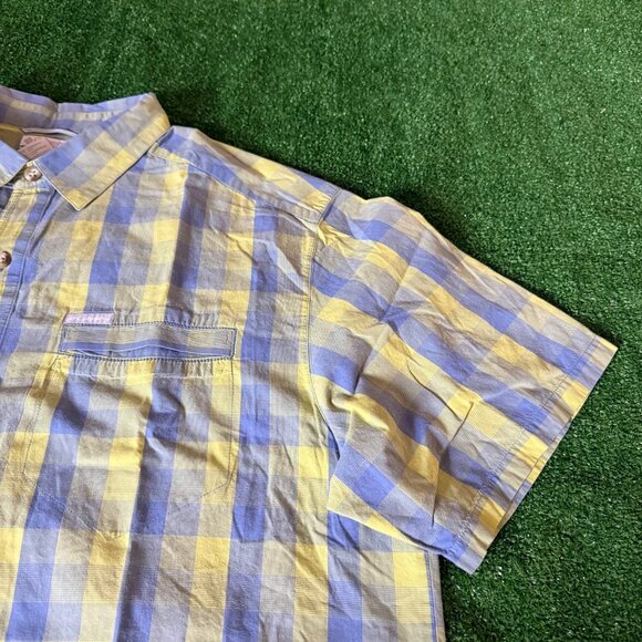 Columbia Shirt Size XL Blue Yellow Plaid Button Up Relaxed Fit Outdoor Hiking - Picture 6 of 16